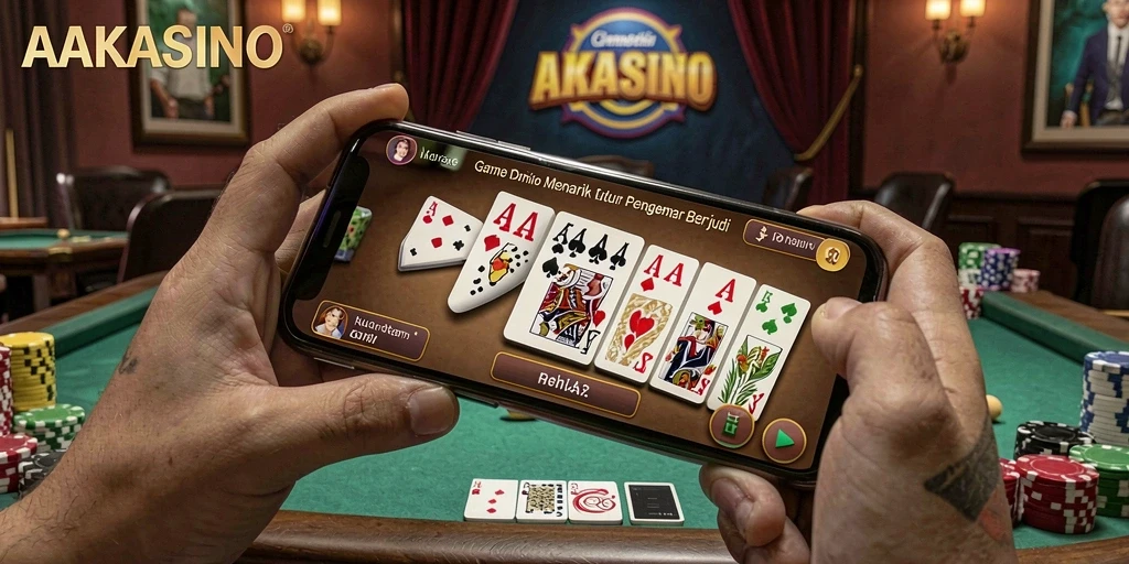 Screenshot AAKASINO menampilkan serunya gameplay Domino.
