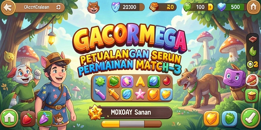 Screenshot dari gameplay seru GACORMEGA dalam kategori Match-3.