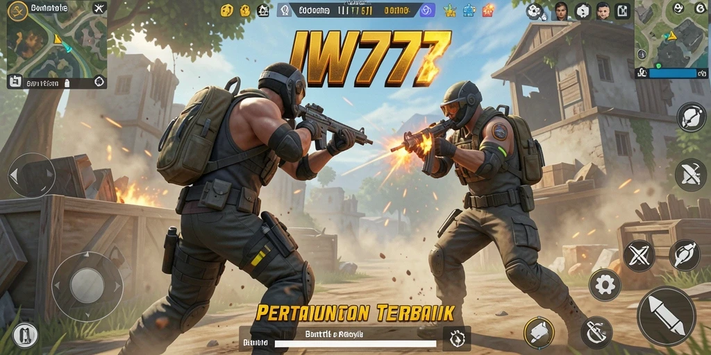 Tampilan gameplay seru IW777 dalam pertempuran Battle Royale.