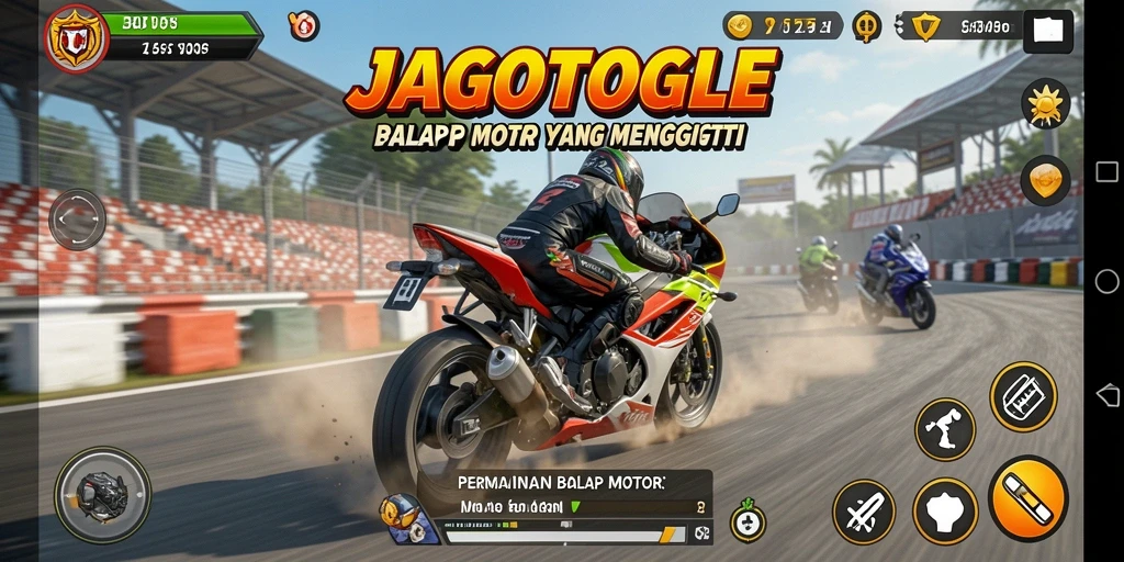 Tampilan gameplay mendebarkan dalam balapan motor JAGOTOGEL.