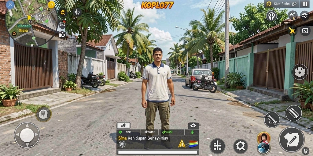 Tampilan gameplay KOPLO77 yang seru dan interaktif dalam simulasi kehidupan.