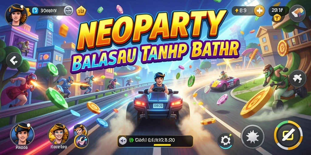 Tampilan gameplay seru dari NEOPARTY dengan balapan yang menegangkan.