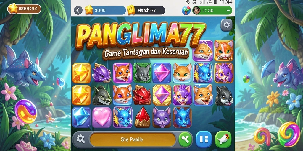 Tampilan gameplay Match-3 yang mengasyikkan di PANGLIMA77.