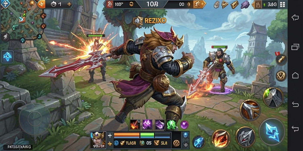 Tampilan gameplay menakjubkan dalam petualangan ARPG REZIXO.